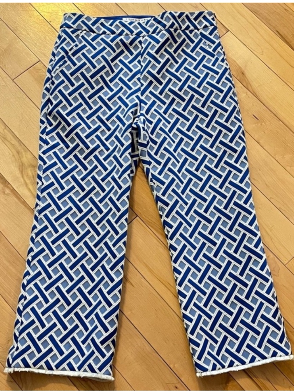 Trina Turk Kick Flare Fringe Trim Pant in Majorelle Blue & White size six (6) - Picture 2 of 11